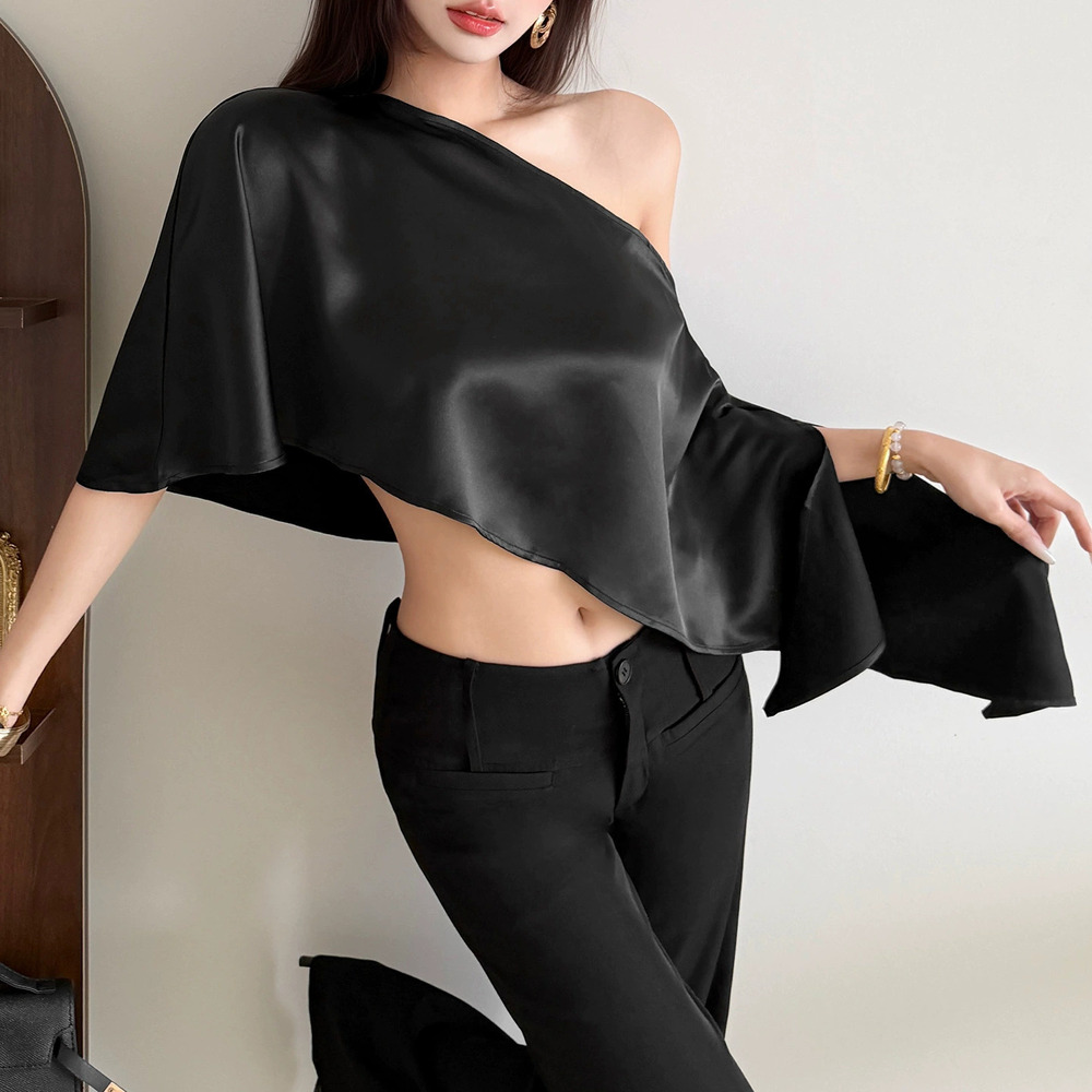 Zara Summer Solid Crop Top Loose Fit Tie Waist
